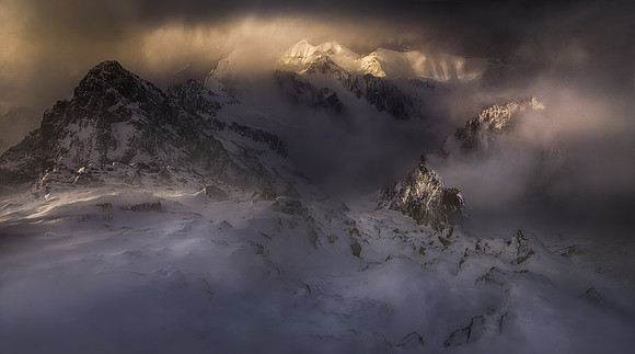 Breaking light through the blizzard