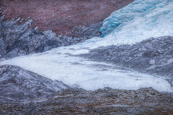 Descending down the melting glacier